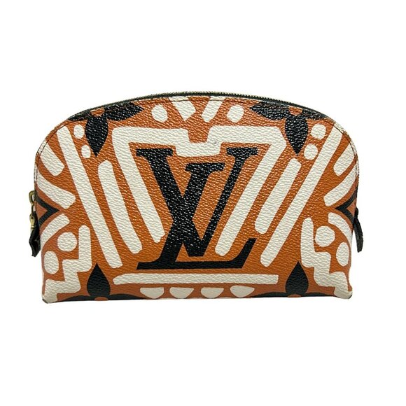 Auth LOUIS VUITTON Pochette Cosmetic M45475 Creme carame LV Craft - Picture 2 of 7